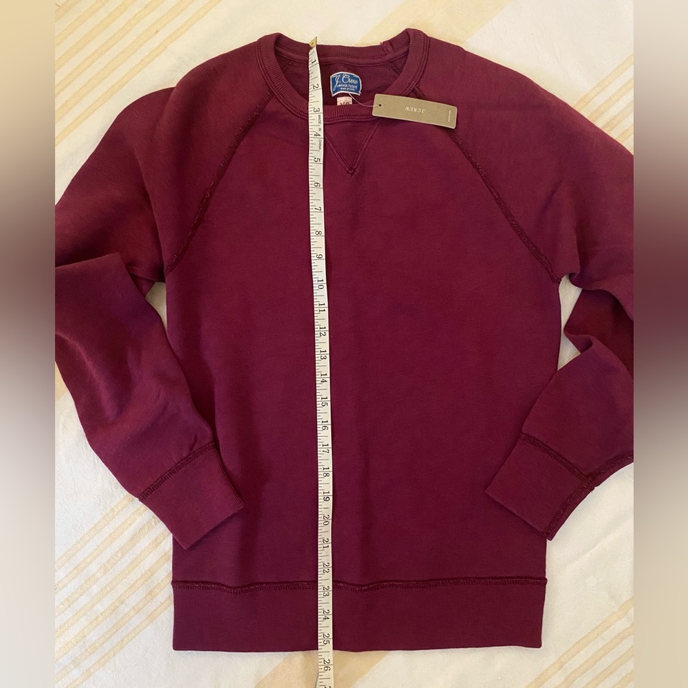 J. Crew NWT 🍇🍷100%Cotton Old School French Terry Raglan Sleeve Sweatshirt - Picture 8 of 10